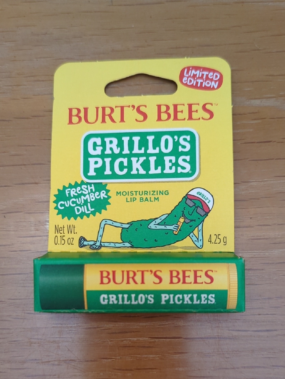 Burt's Bees GRILLO’S PICKLES Cucumber Dill Lip Balm Limited Edition Brand New